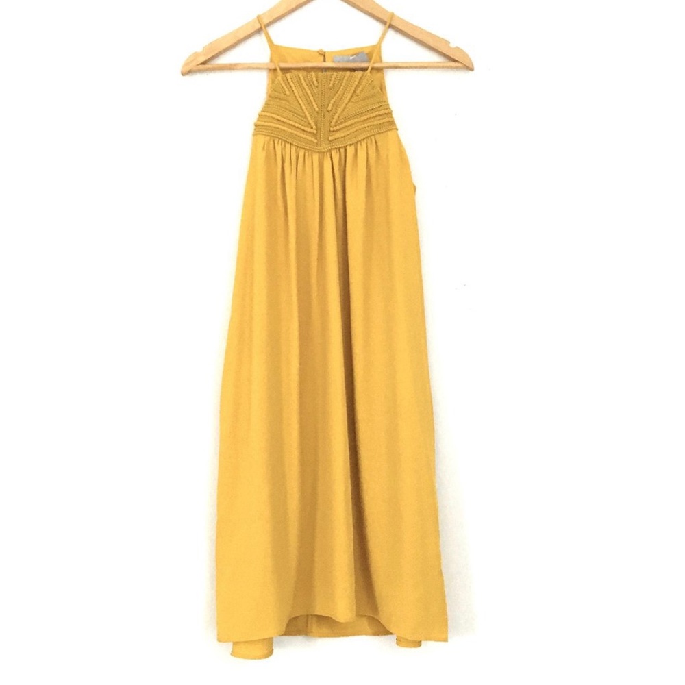 H&M Mustard Embroidered Chest Block Dress